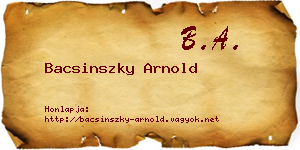 Bacsinszky Arnold névjegykártya