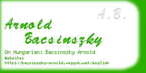 arnold bacsinszky business card